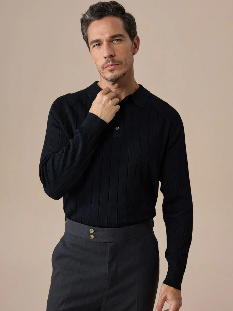 Marini Ribbed Knit Polo Sweater