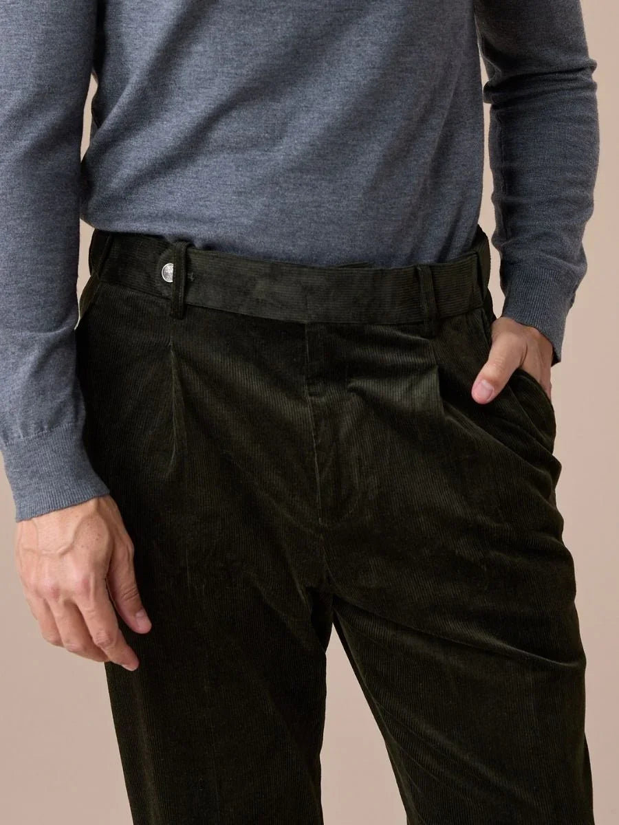 Marini Crotone High Waisted Belt Loop Velvet Pants