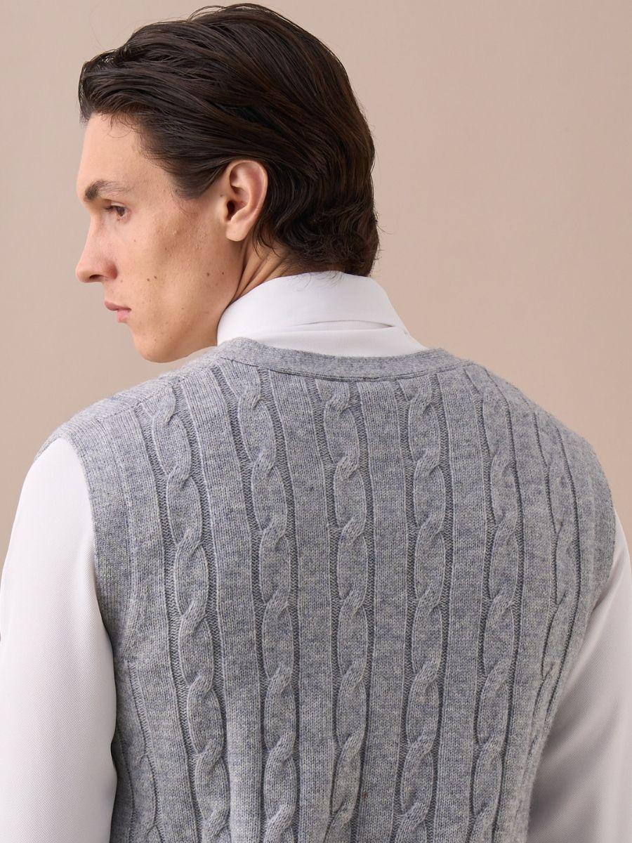 Men's Cable Knit Wool Blend Vest