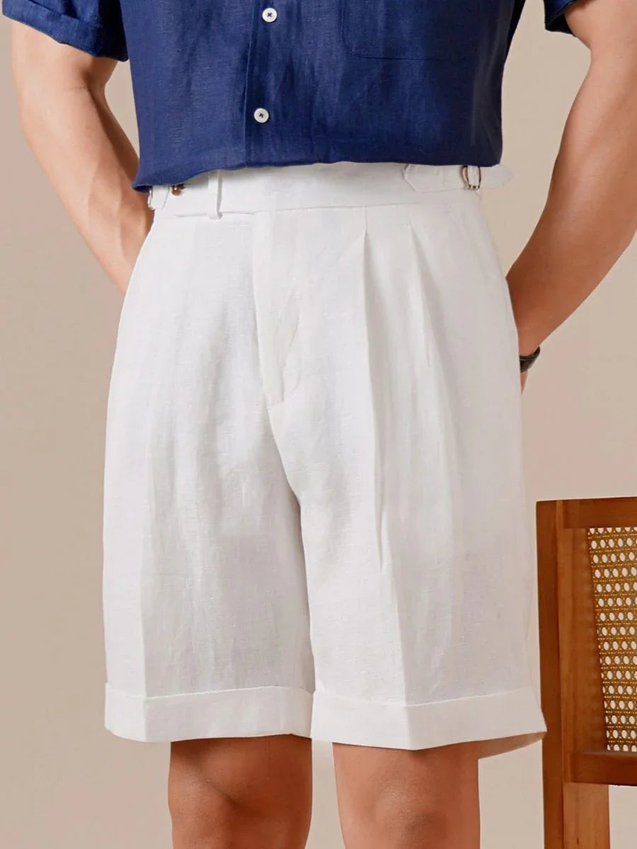 Marini Capri High-Waisted 100% Linen Shorts