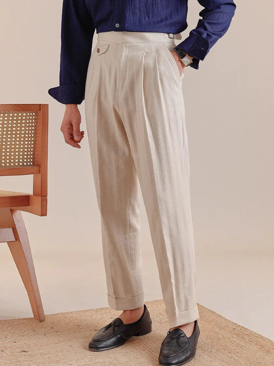 Marini Napoli High Waisted Linen Gurkha Pants