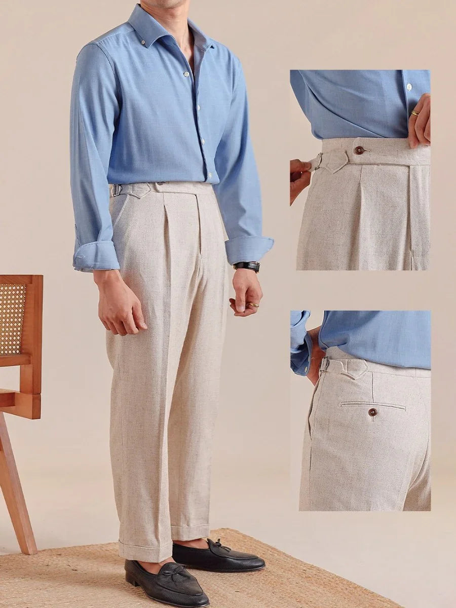 Marini PortoFino High Waisted Pleated Linen Pants