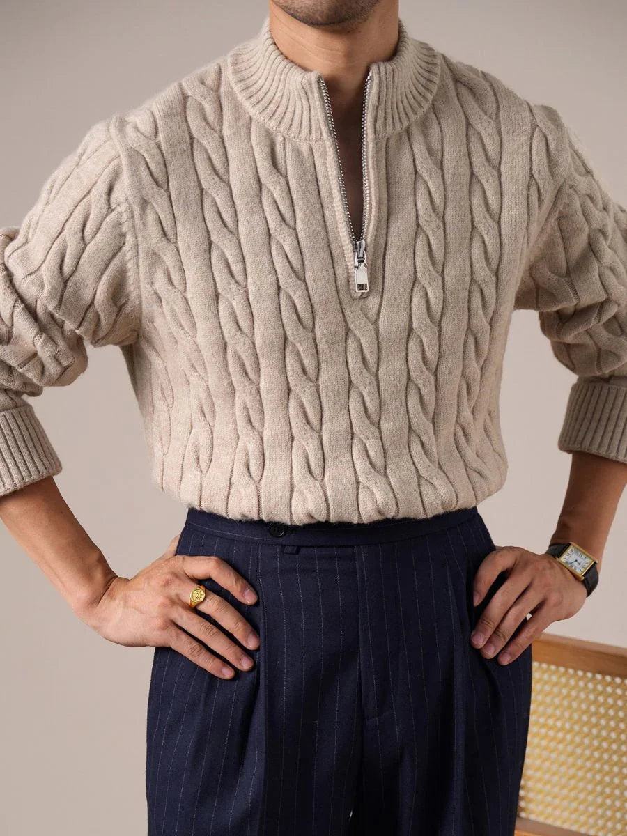 Marini Cable Knit Half-Zip Sweater