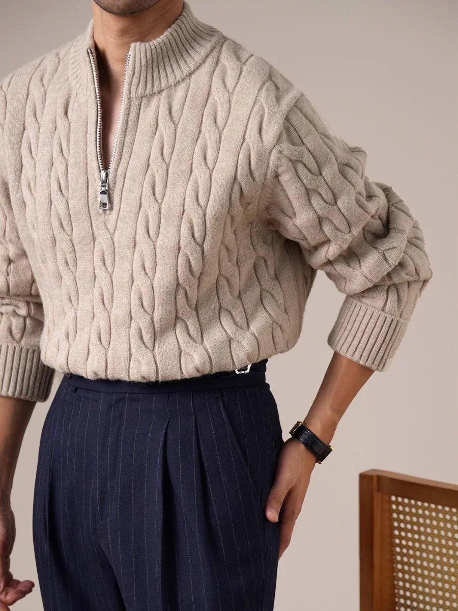 Marini Cable Knit Half-Zip Sweater