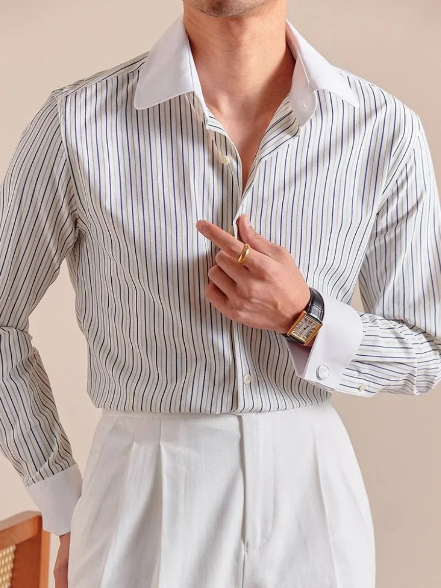 Marini Sarule French-Cuff Stripe Shirt