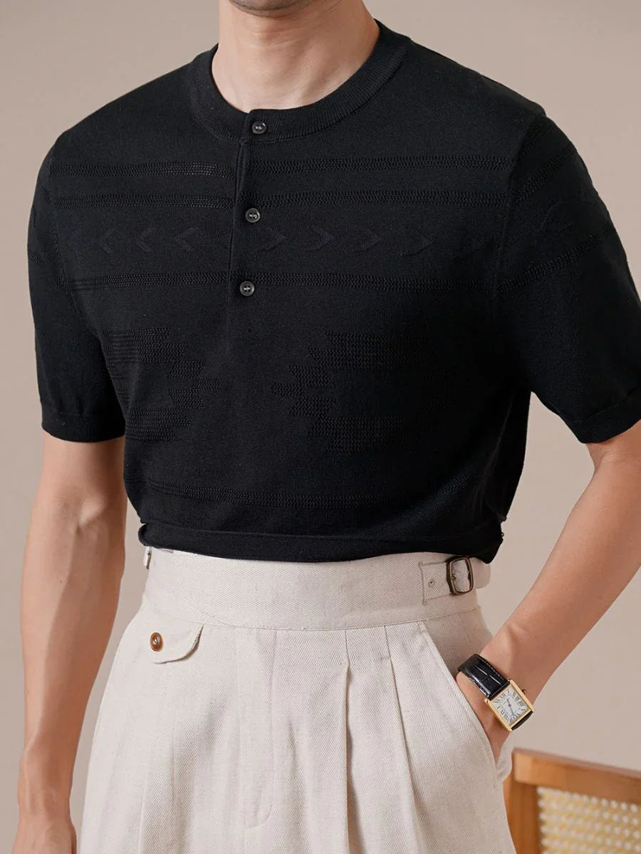 Lyocell Henley Collar T-Shirt