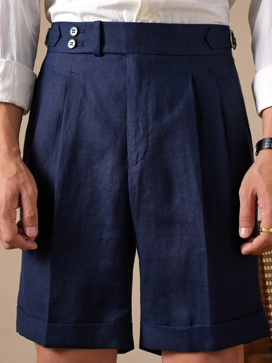 Marini Tursi Linen High Waisted Shorts