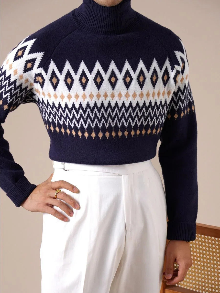 Marini Alpine Jacquard Turtleneck Sweater