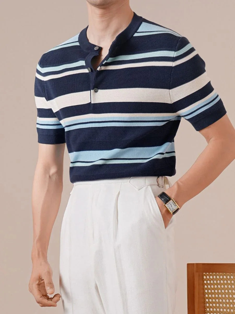 Marini Striped Knit Henley Tee
