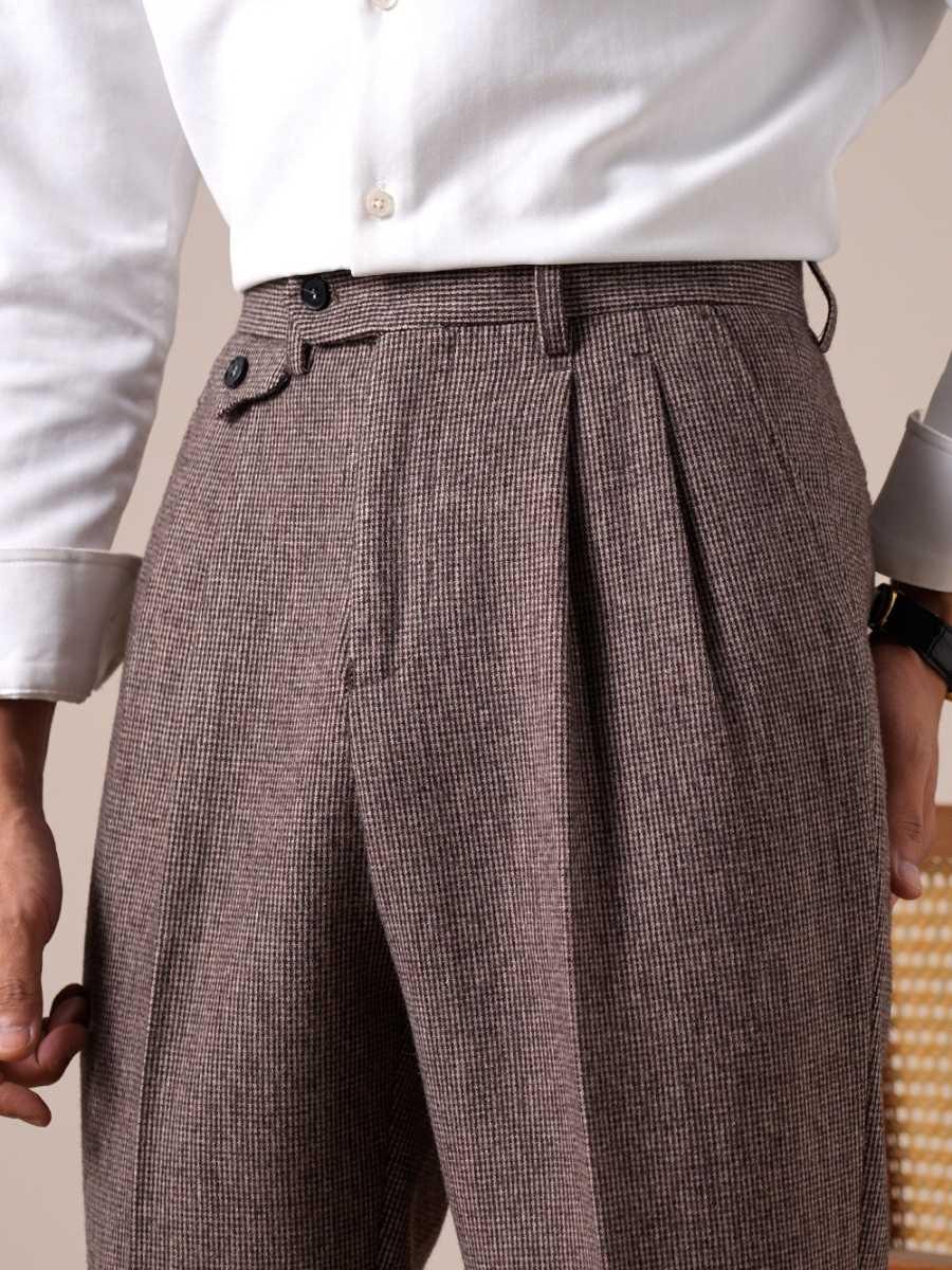 Marini Udine High Waisted Wool Belt Loop Pants