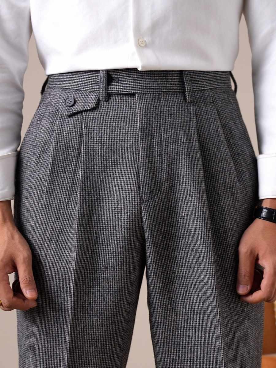 Marini Udine High Waisted Wool Belt Loop Pants