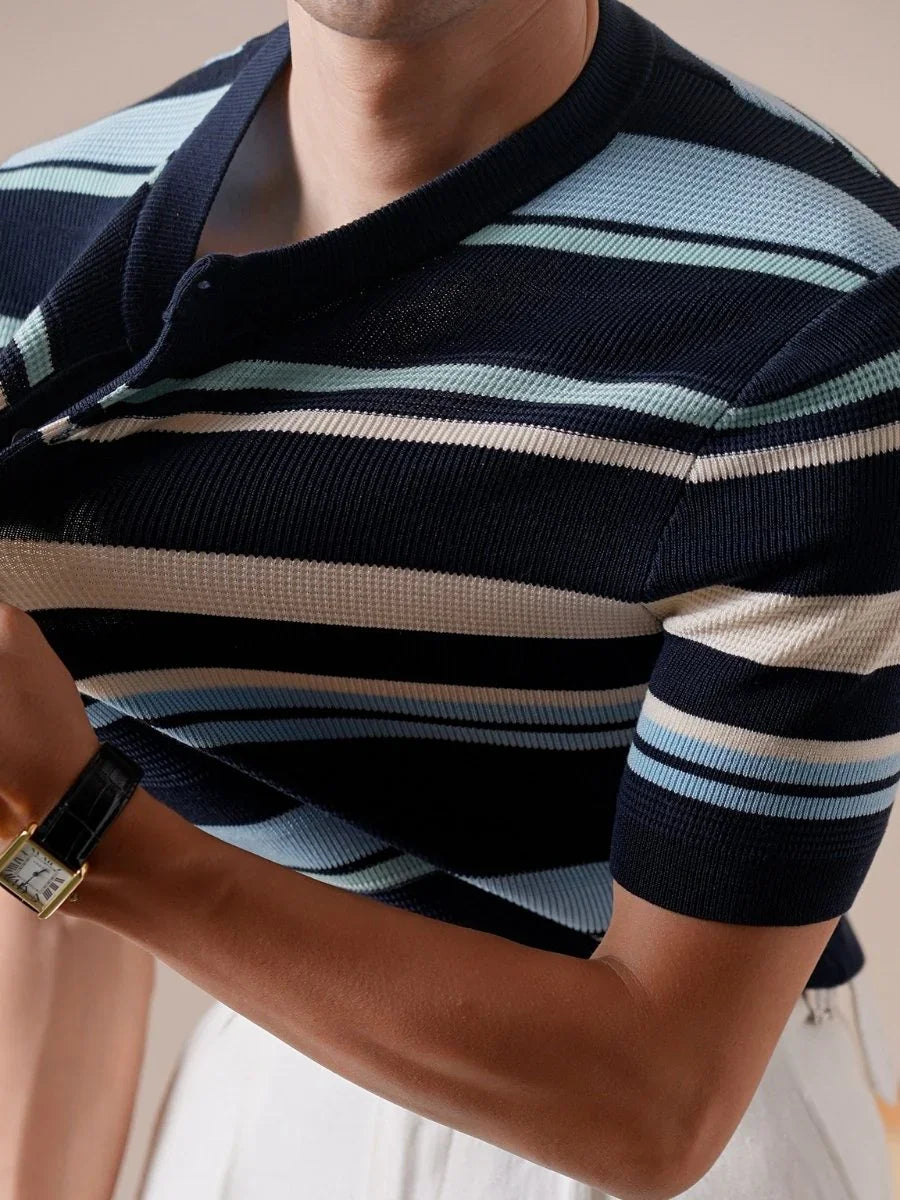 Marini Striped Knit Henley Tee
