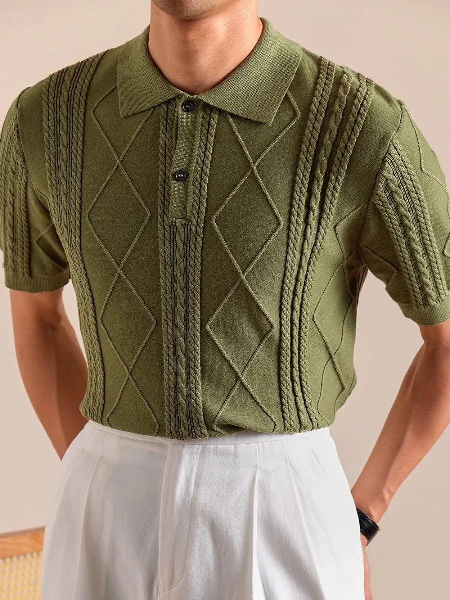 Marini Textured Knit Lyocell-Cotton Polo