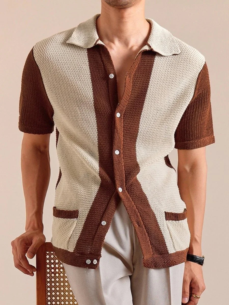 Marini Linen Blend Openwork Polo Shirt