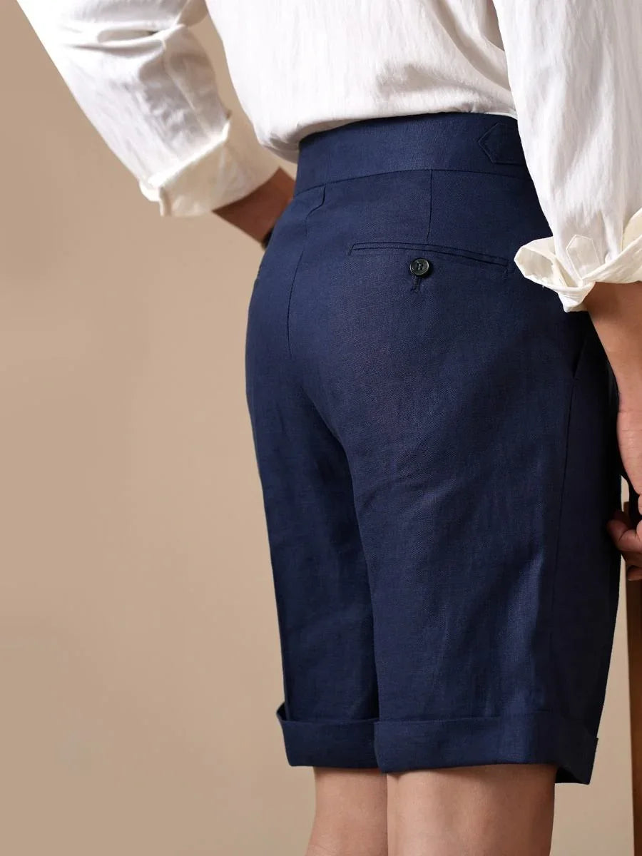 Marini Tursi Linen High Waisted Shorts