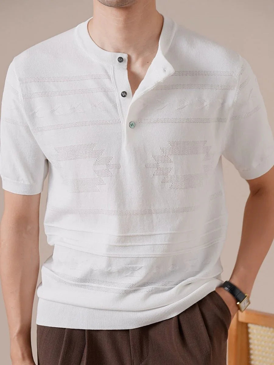 Lyocell Henley Collar T-Shirt