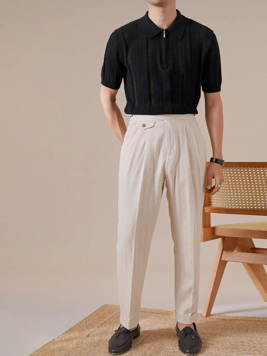 Marini Linen Cotton Zip Polo