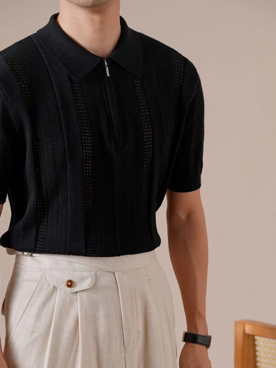 Marini Linen Cotton Zip Polo