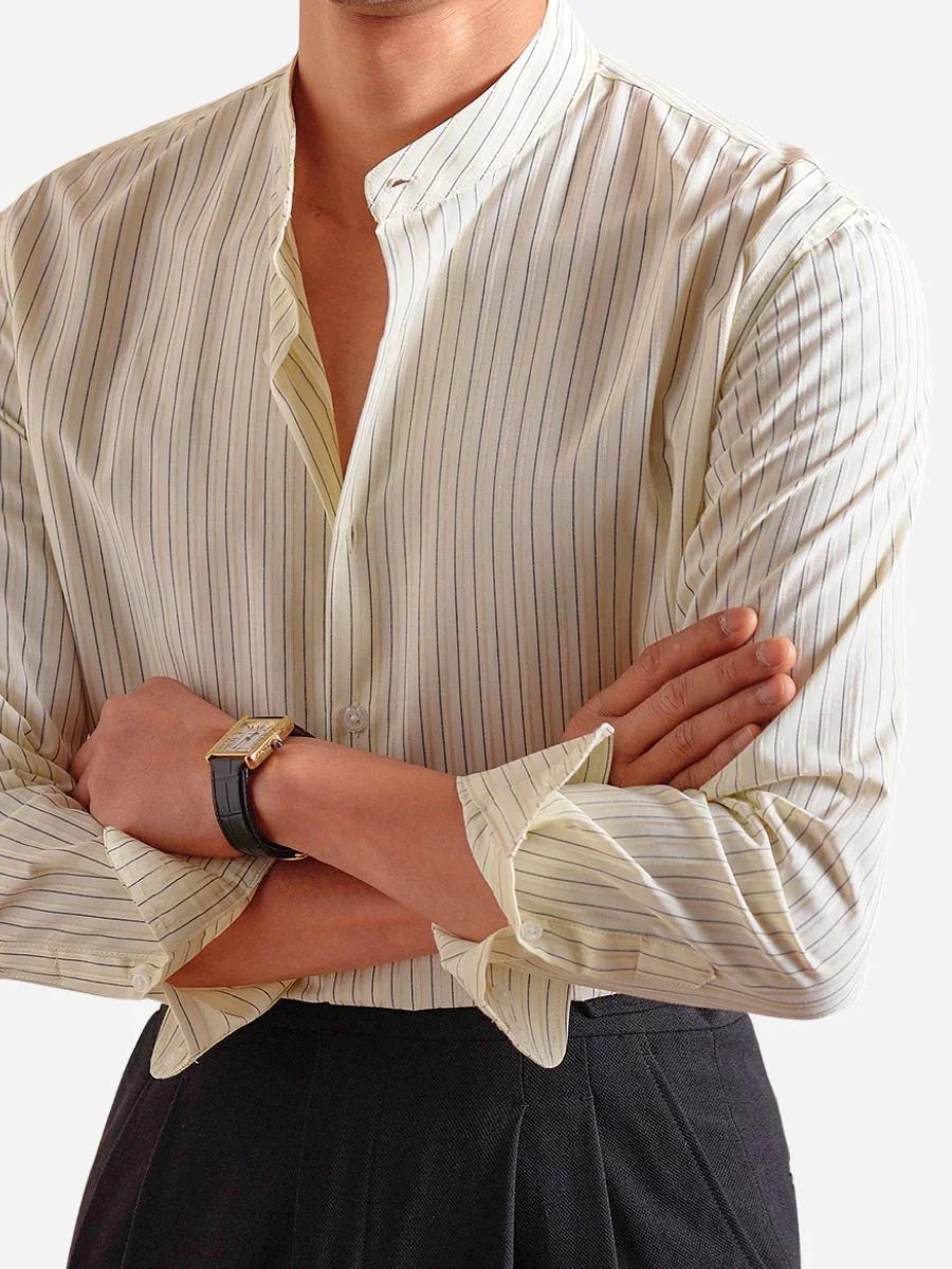 Marini Striped Band Collar Shirt