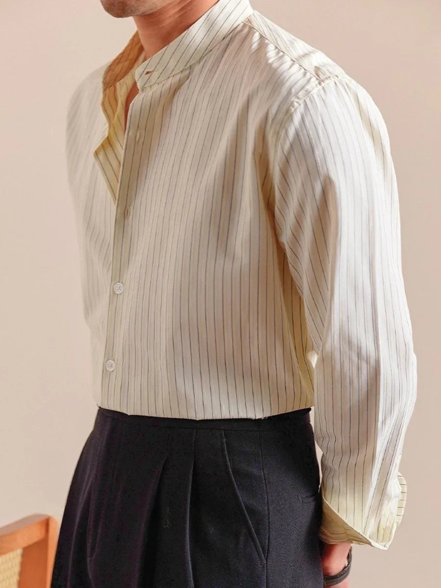 Marini Striped Band Collar Shirt