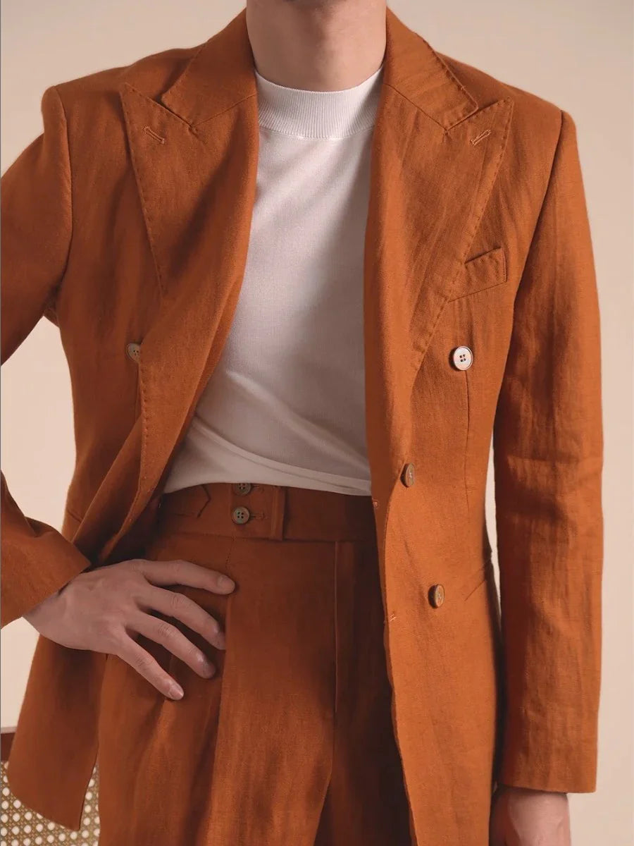 Marini Capri 100 % Linen Double-Breasted Blazer