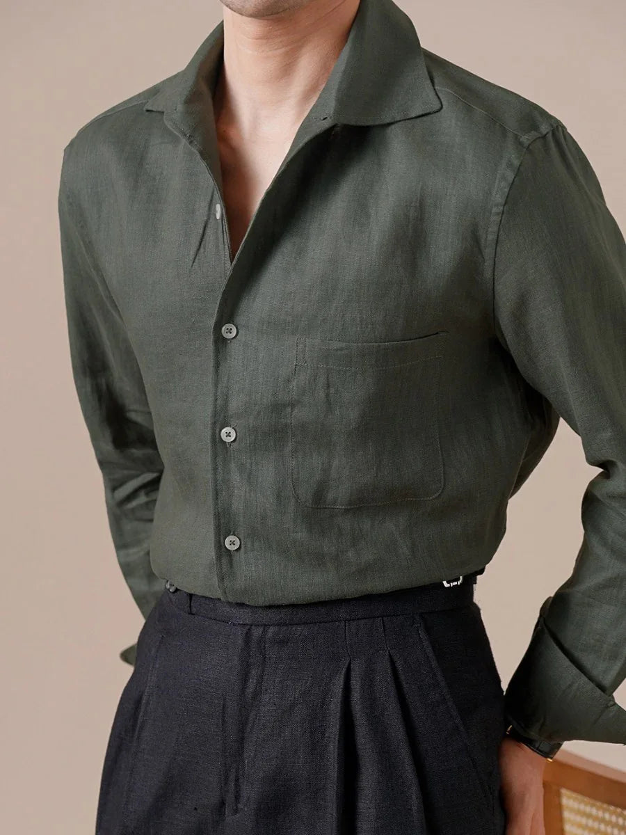 Marini Pure Linen Italian Collar Shirt