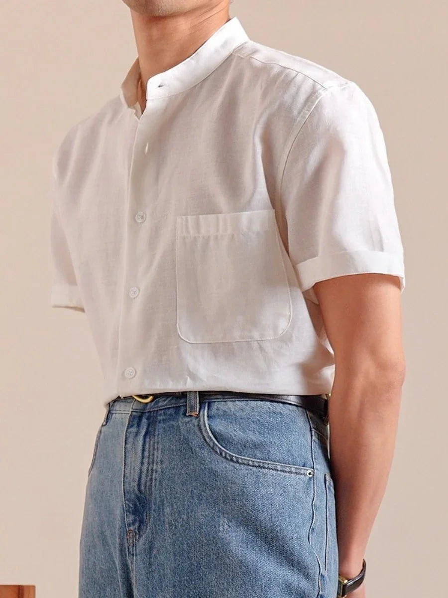 Marini Band Collar Short Sleeve Shirt