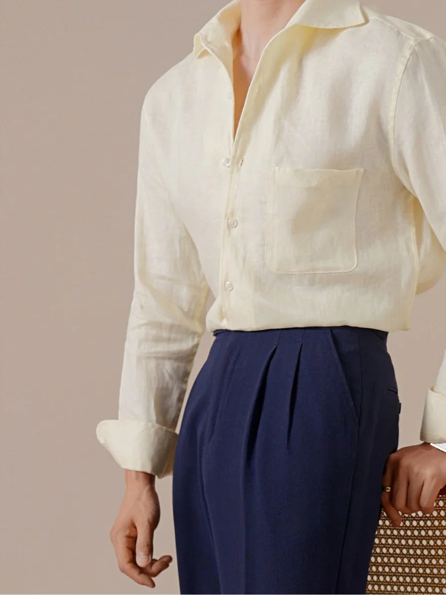 Marini Pure Linen Italian Collar Shirt