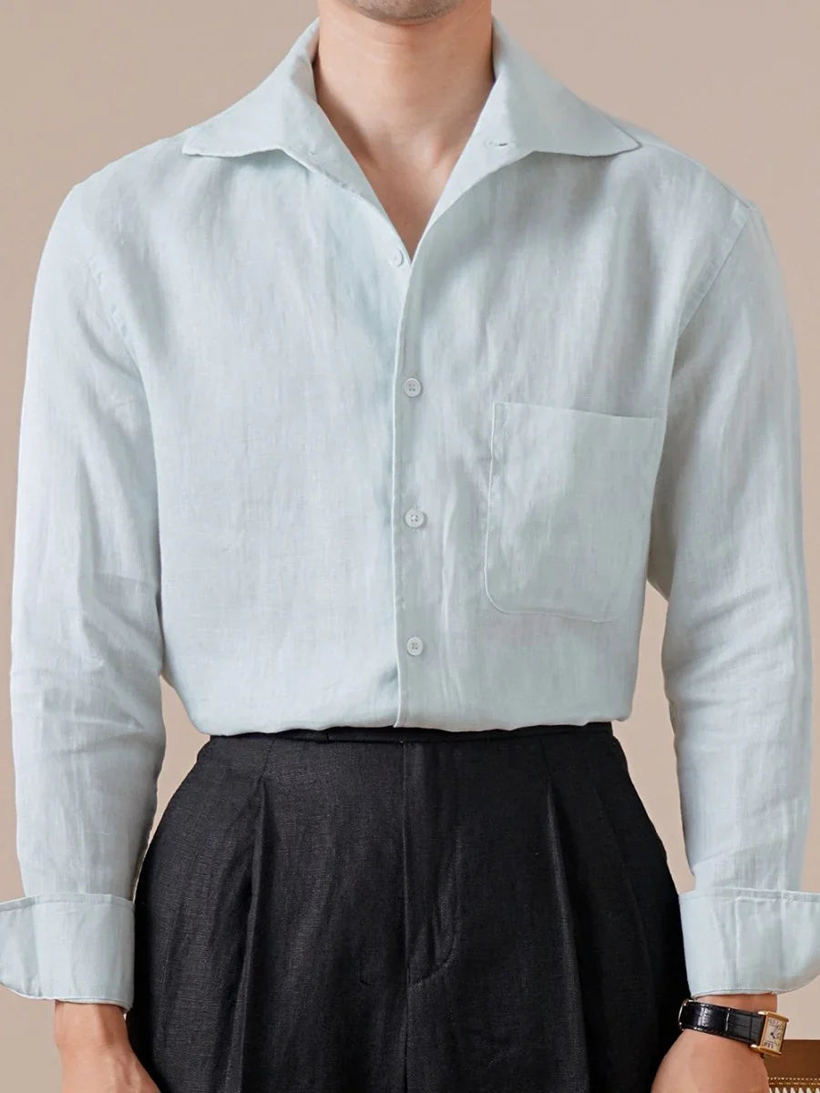 Marini Pure Linen Italian Collar Shirt