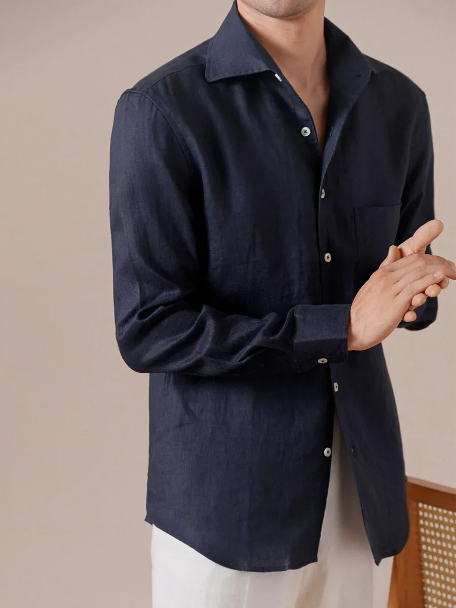 Marini Pure Linen Italian Collar Shirt