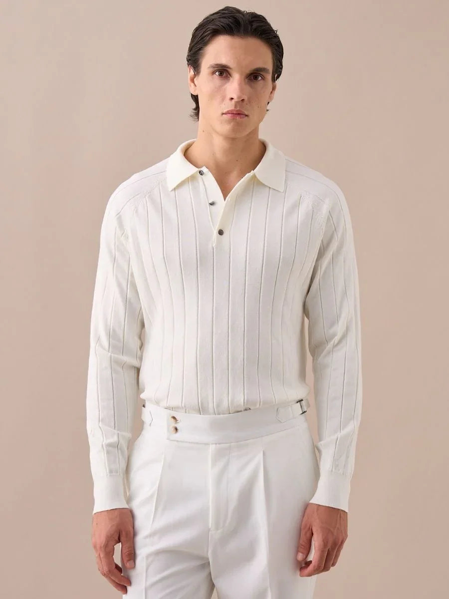 Marini Ribbed Knit Polo Sweater