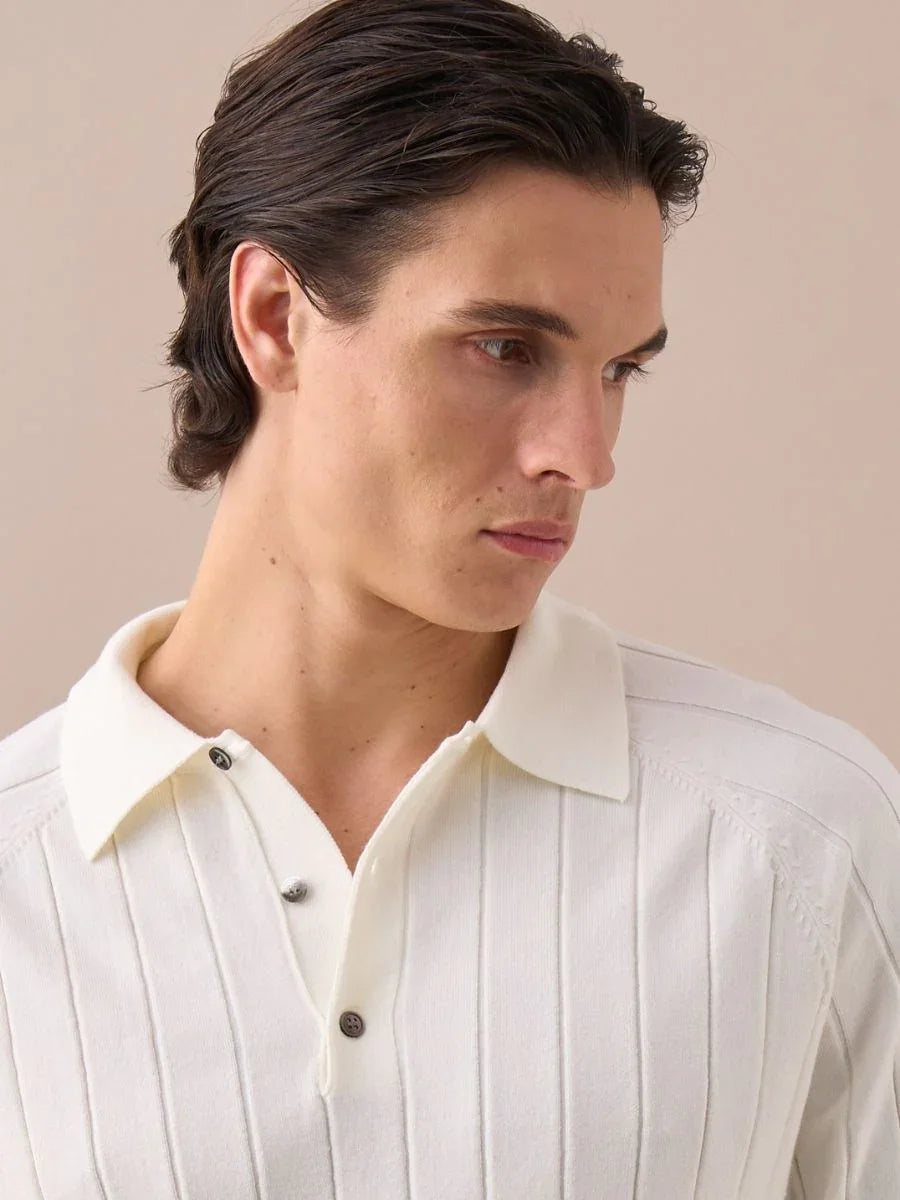 Marini Ribbed Knit Polo Sweater