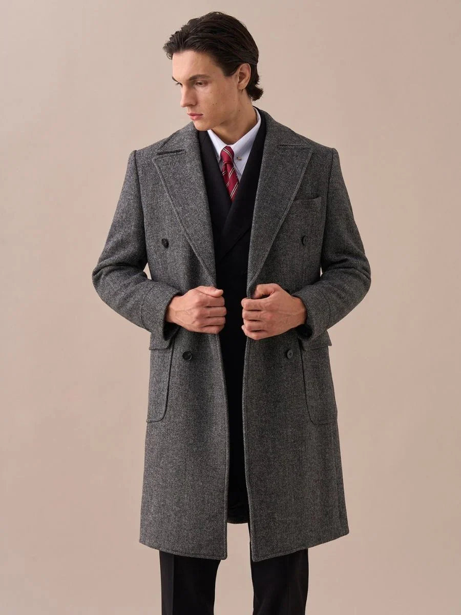 Wool Double-Breasted President Overcoat