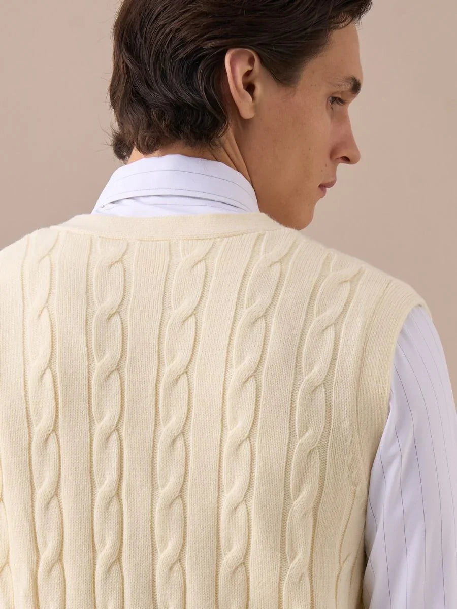 Men's Cable Knit Wool Blend Vest