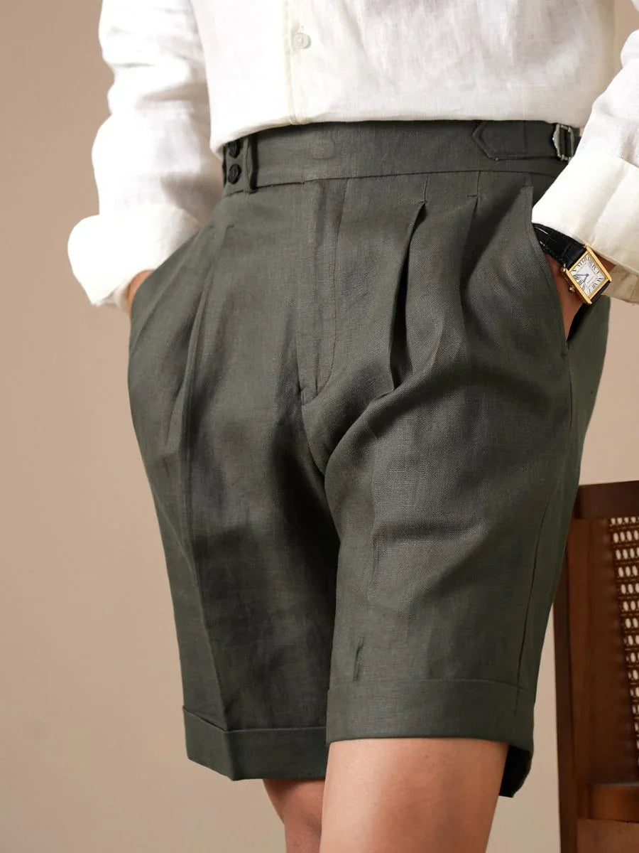 Marini Tursi Linen High Waisted Shorts