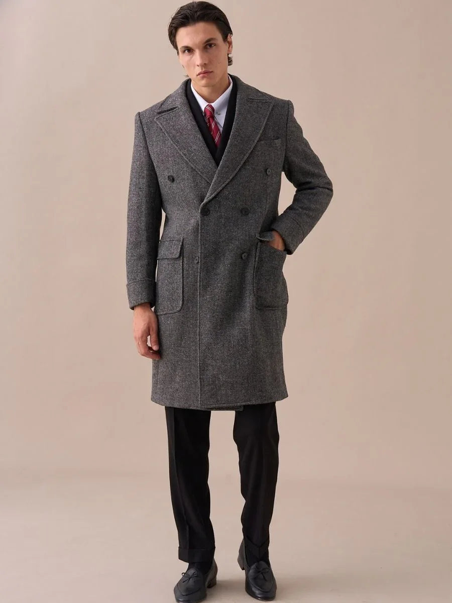 Wool Double-Breasted President Overcoat