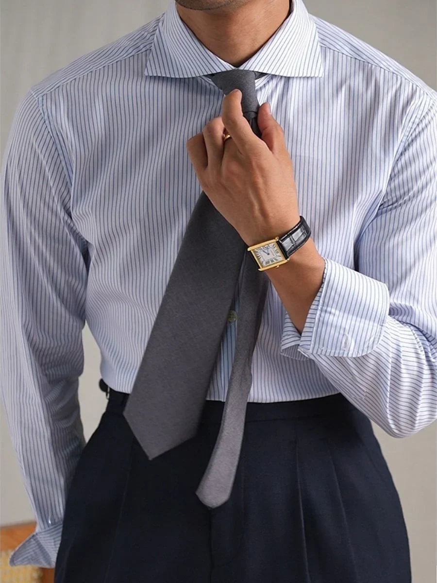 mens striped casual dress shirt Mens Dress Shirts Office Short Sleeves Striped Bussiness Casual Summer Shirts