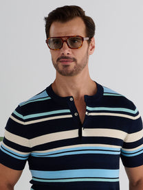 Marini Striped Knit Henley Tee