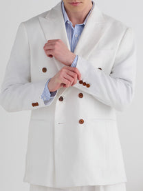 Marini Amalfi Double Breasted Linen Jacket - White