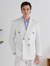 Marini Amalfi Double Breasted Linen Jacket - White