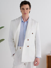 Marini Amalfi Double Breasted Linen Jacket - White