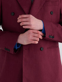 Marini Amalfi Double Breasted Linen Jacket - Bordeaux