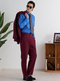 Marini Amalfi High Waisted Pleated Linen Pants - Bordeaux