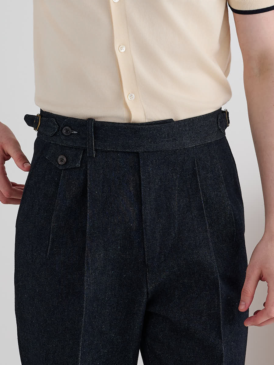 Marini Bormio High Waisted Double Pleated Denim Trousers