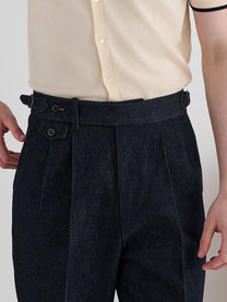 Marini Bormio High Waisted Double Pleated Denim Trousers