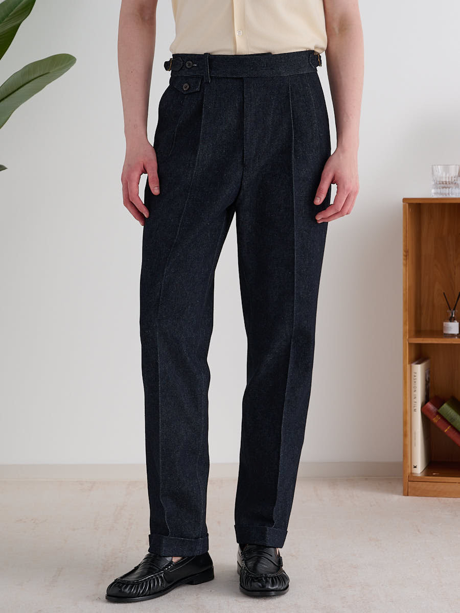 Marini Bormio High Waisted Double Pleated Denim Trousers