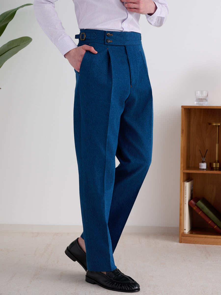 Marini Faenza High Waisted Pleated Denim Trousers