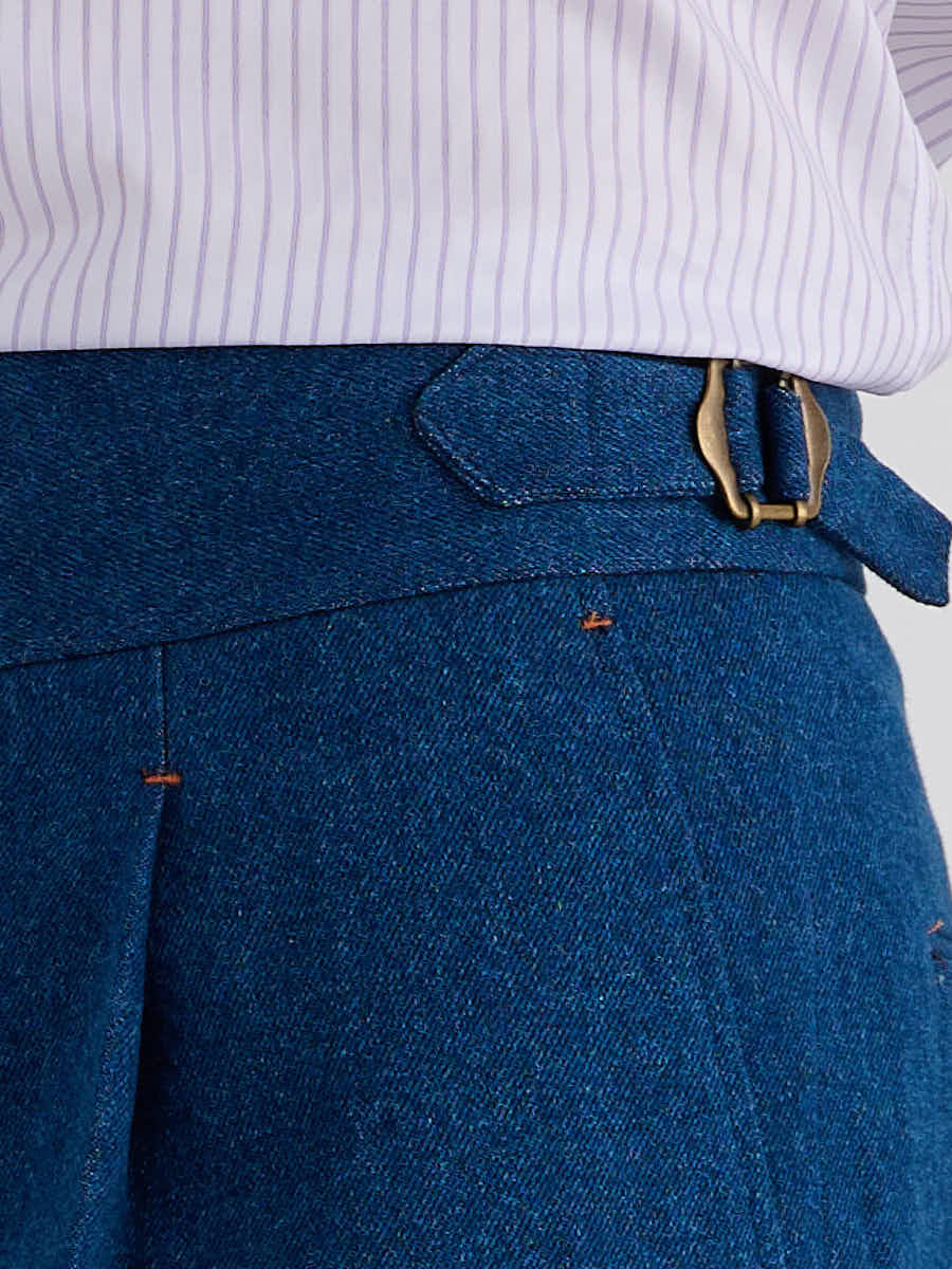 Marini Faenza High Waisted Pleated Denim Trousers