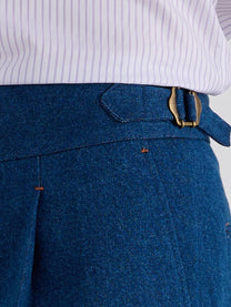 Marini Faenza High Waisted Pleated Denim Trousers