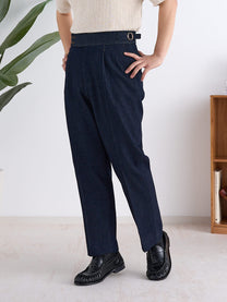 Marini Faenza High Waisted Pleated Denim Trousers